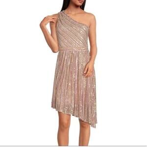Laundry by Shelli Segal Asymetric One Shoulder Sequin Dress 6